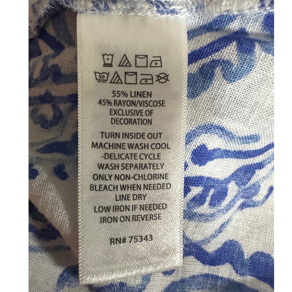 Caroline Constas Long Sun Dress Sz M Blue White Floral Halter Pockets Coastal - Picture 4 of 12